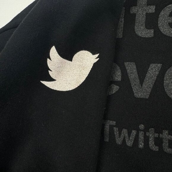 Twitter Sweatshirt Hello Literally Everyone Black Crewneck Size M Black - Picture 3 of 8